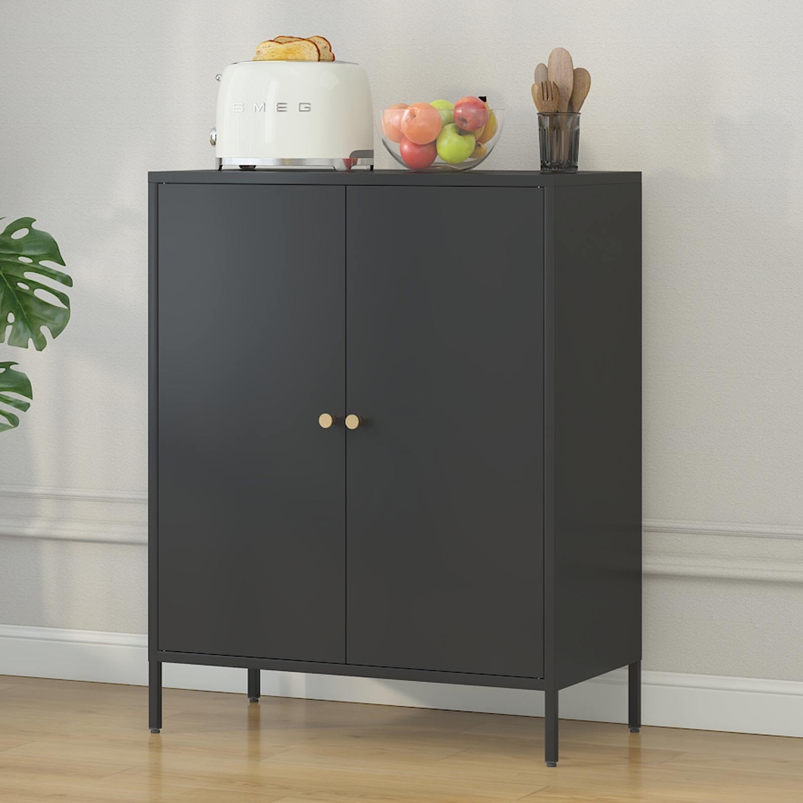 Black Metal Storage Cabinet – Lightweight Storage for Home & Office