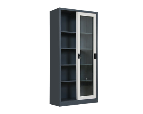 Full Glass Sliding Door Filing Cabinet | Steel Office Storage Cabinet