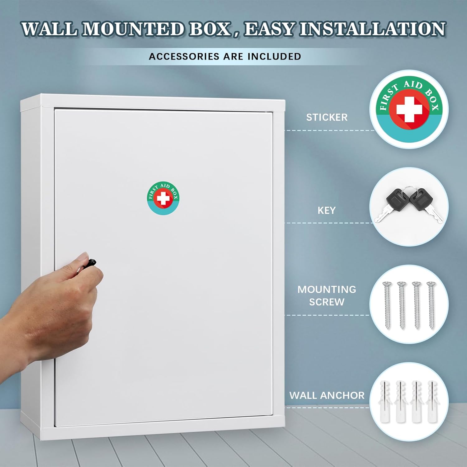 Locking Wall-Mount Medicine Cabinet – Secure Steel First Aid Storage