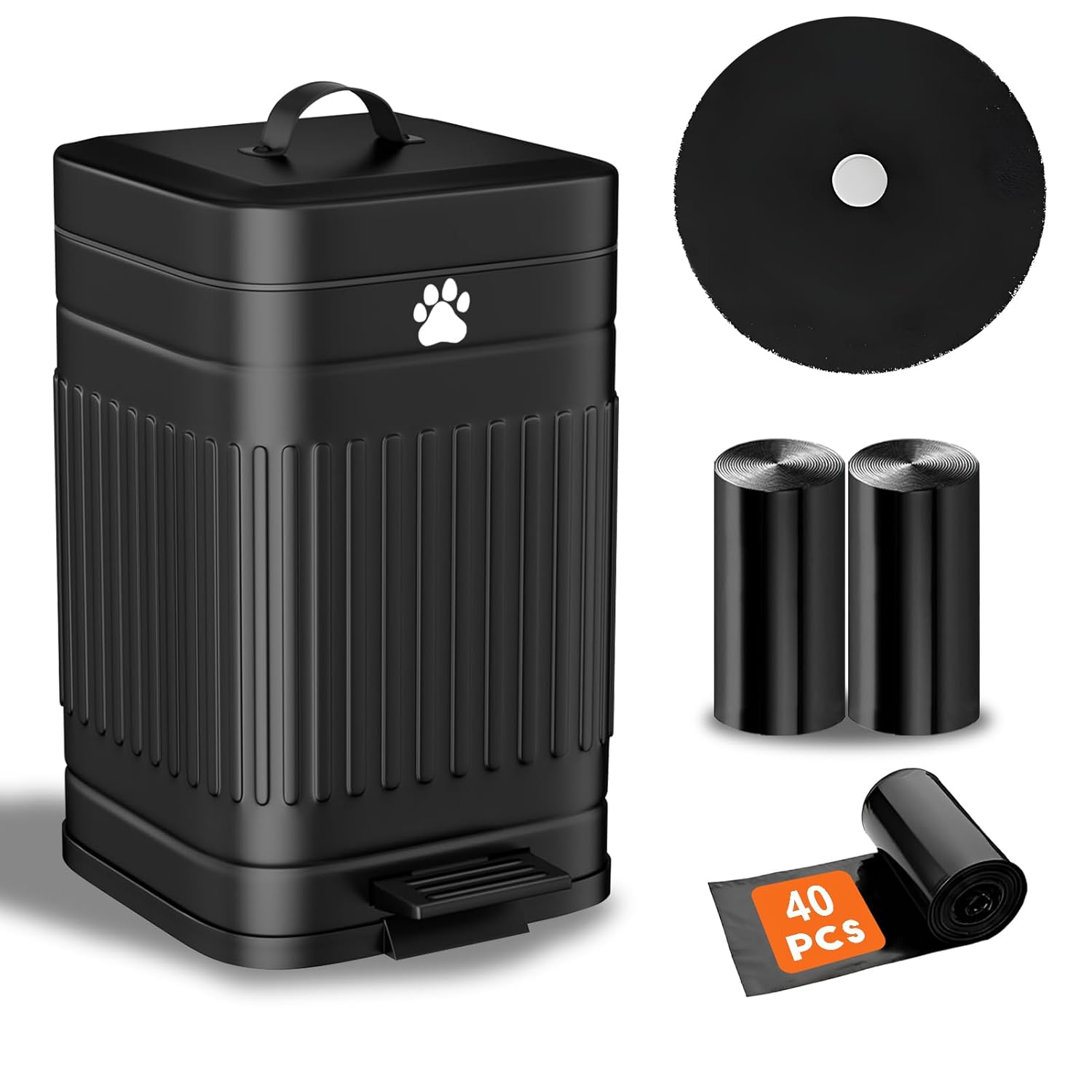 Outdoor Dog Poop Trash Can – 5L Metal Pet Waste Bin with Lid & Pedal