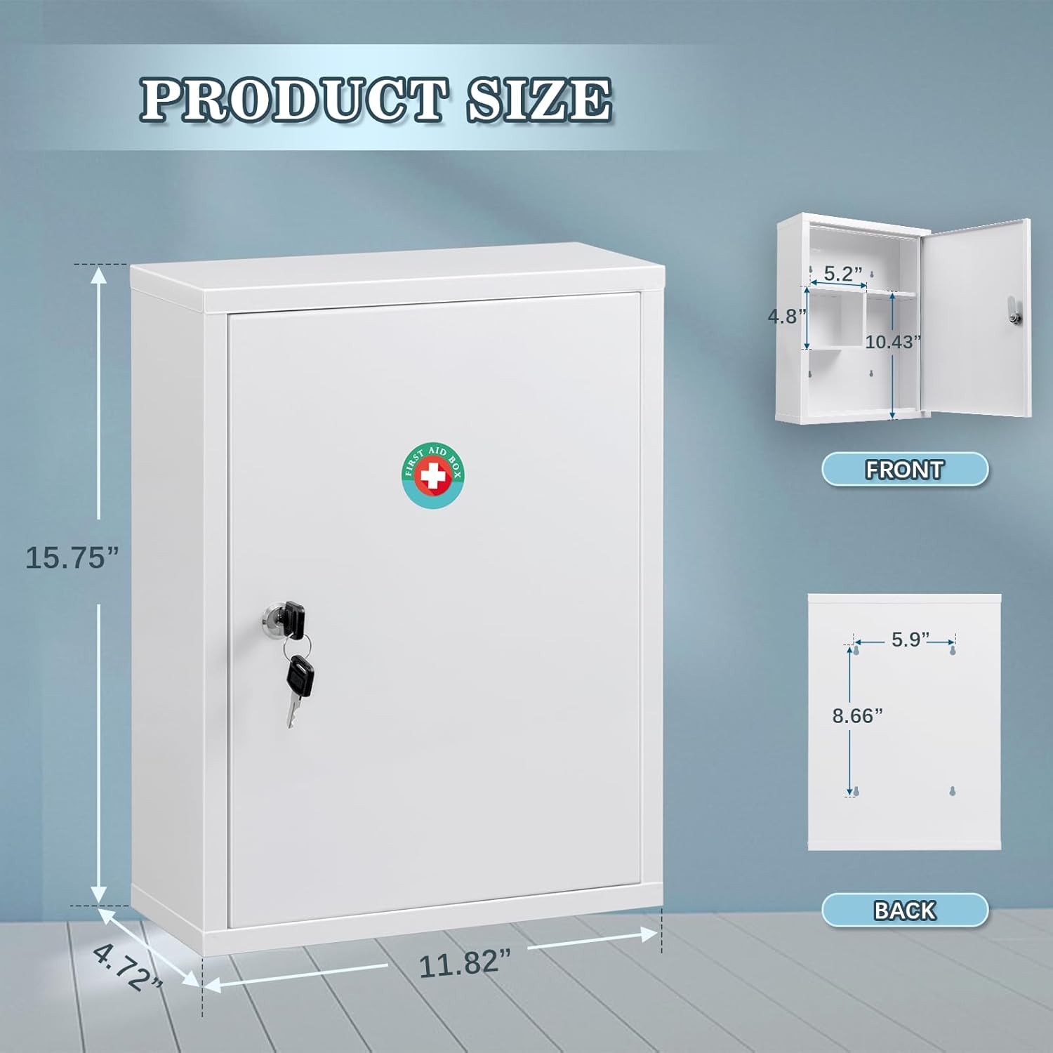 Locking Wall-Mount Medicine Cabinet – Secure Steel First Aid Storage