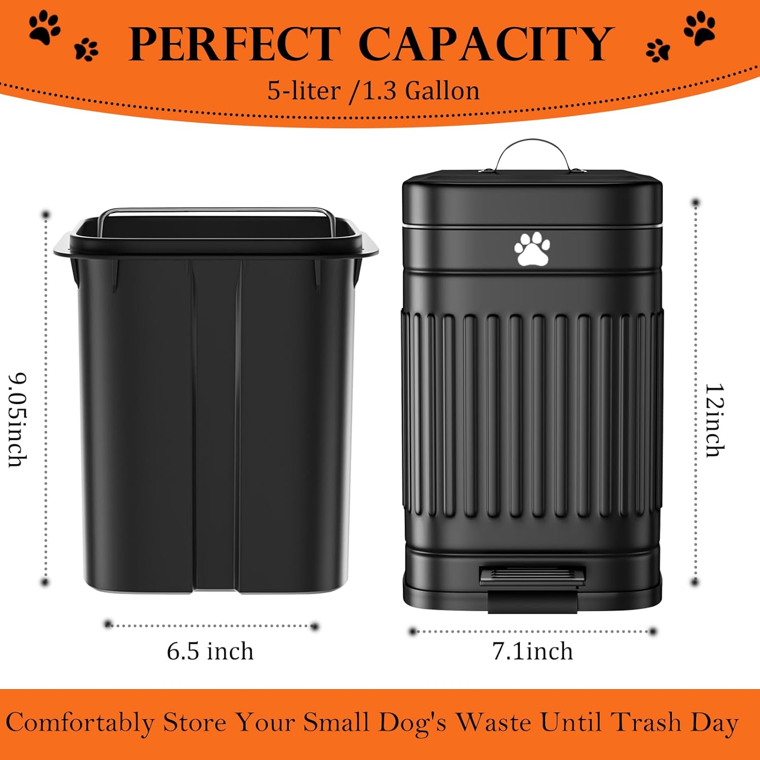 Outdoor Dog Poop Trash Can – 5L Metal Pet Waste Bin with Lid & Pedal