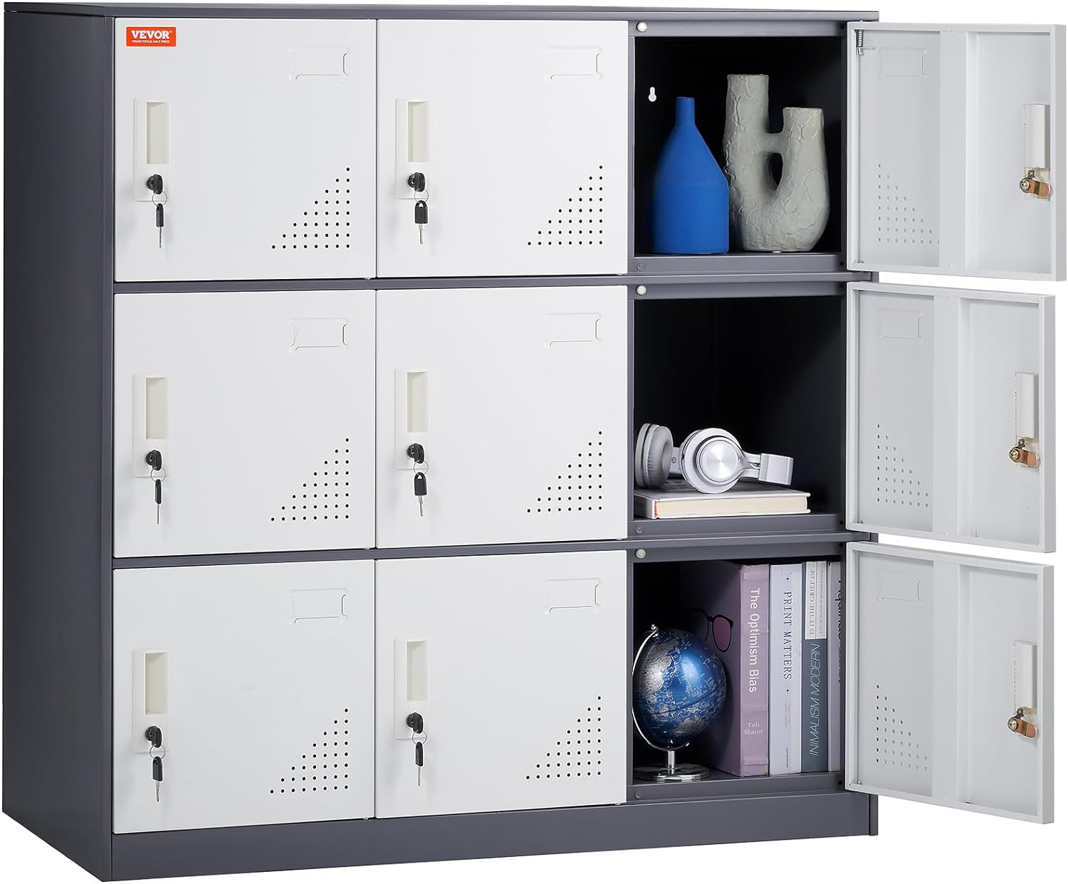 Gray Metal 9-Door Employee Locker – Office & Gym Storage
