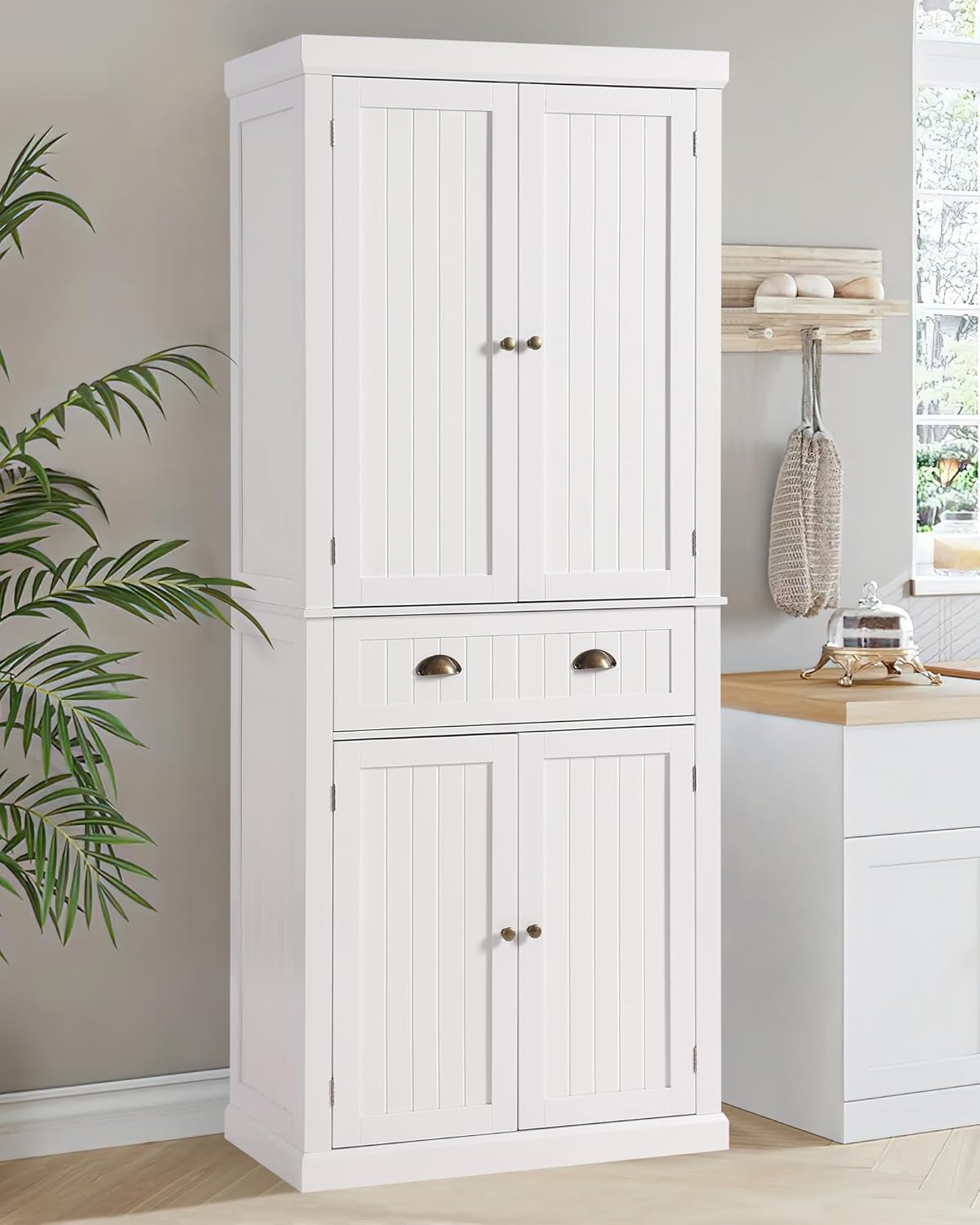 Tall Kitchen Pantry Cabinet – Freestanding Steel Storage Cupboard with Drawer