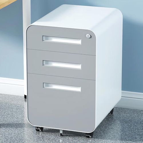 3 Drawer Gray Metal Mobile File Cabinet with Lock – Under Desk Storage for Legal, Letter & A4 Files, 5 Wheel Anti-Tilt Design for Home Office