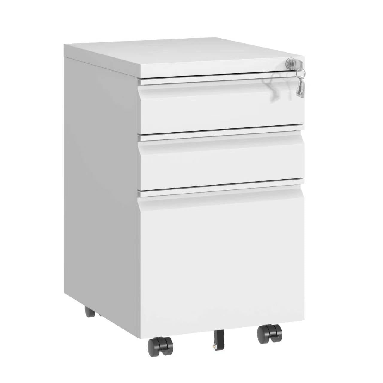 3-Drawer Mobile Metal File Cabinet with Lock