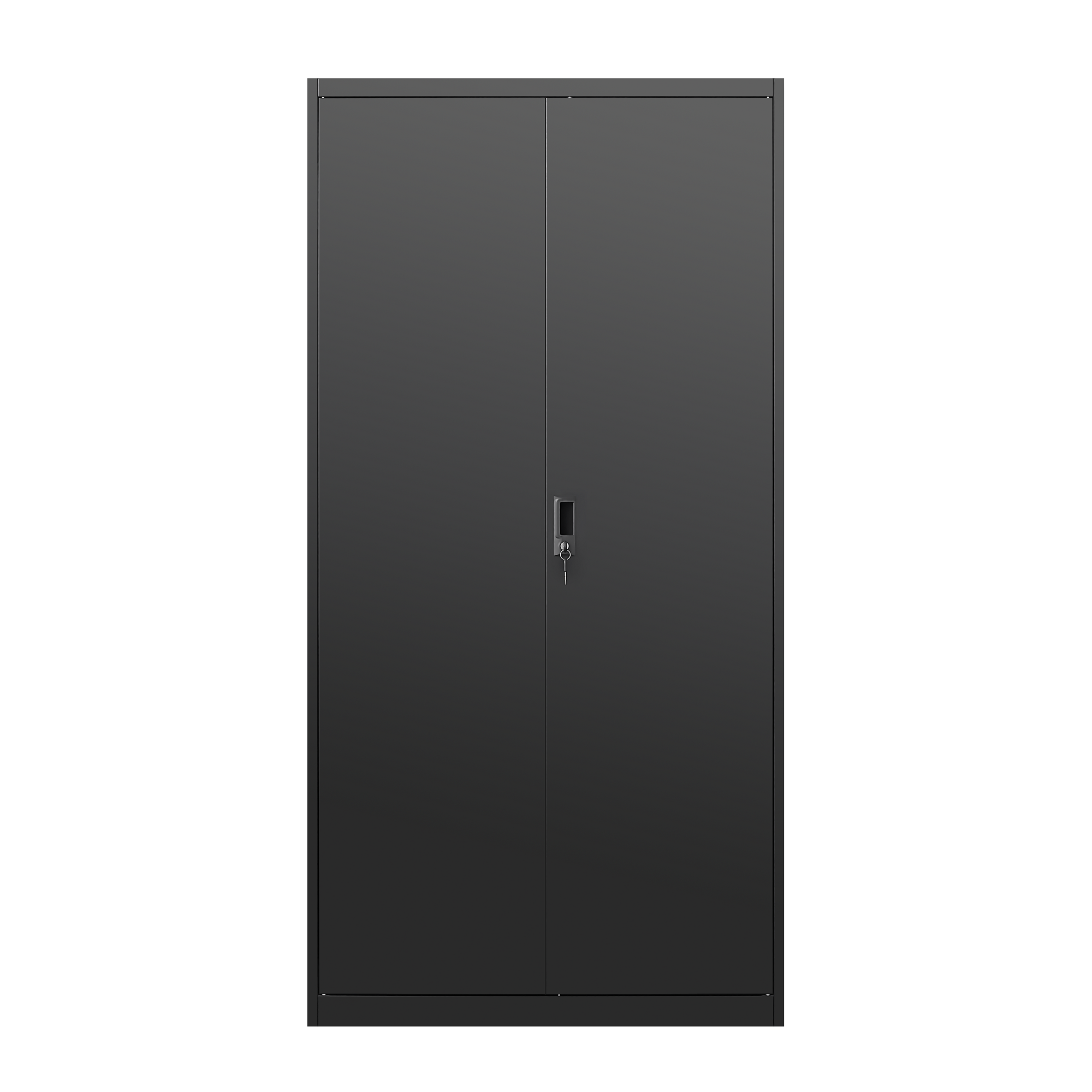 Black Metal Wardrobe with Compartments – Lockable Steel Storage Closet